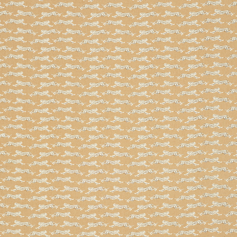 Sand-colored fabric with a small-scale leopard print pattern.