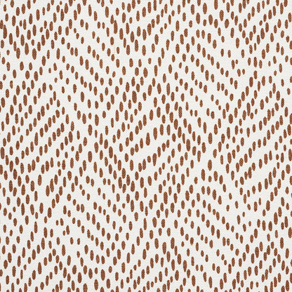 Brown oval-dot lattice pattern on ivory background; geometric textile print with repeating diamond shapes.