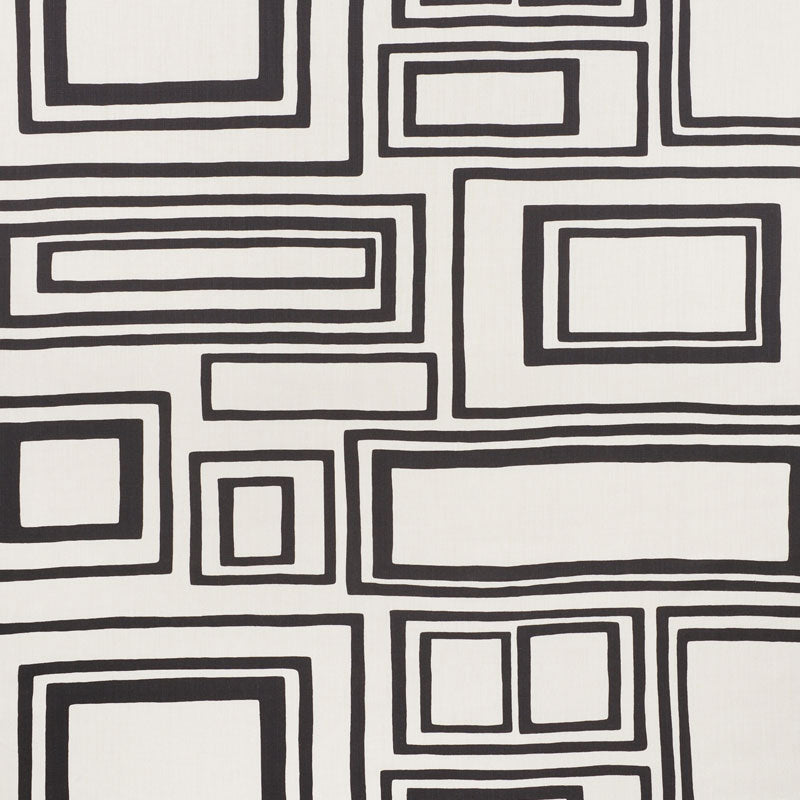 SCHUMACHER FABRIC  NEW WAVE: BLACK & WHITE LARGE OPEN BOXES   BLACK   - 178222