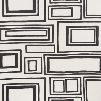 SCHUMACHER FABRIC  NEW WAVE: BLACK & WHITE LARGE OPEN BOXES   BLACK   - 178222