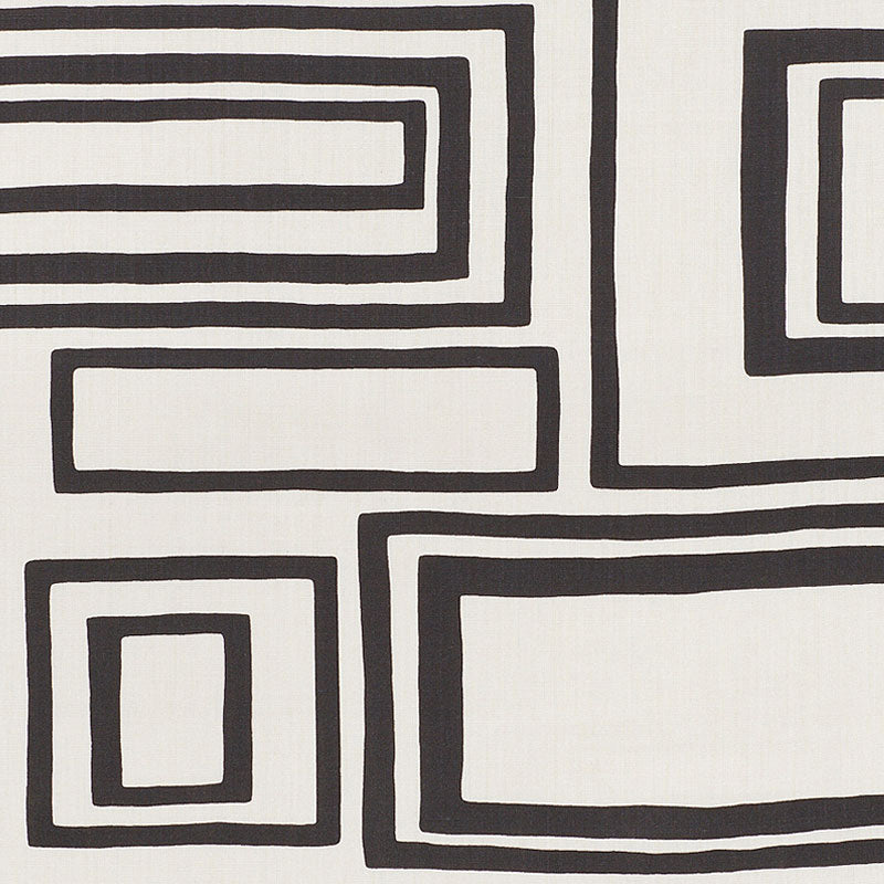 SCHUMACHER FABRIC  NEW WAVE: BLACK & WHITE LARGE OPEN BOXES   BLACK   - 178222