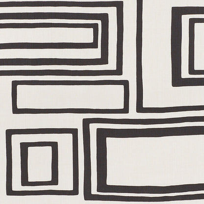 SCHUMACHER FABRIC  NEW WAVE: BLACK & WHITE LARGE OPEN BOXES   BLACK   - 178222