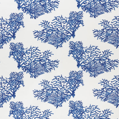 Blue coral reef pattern with intricate branching motifs, repeating across a light background.