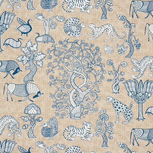 SCHUMACHER  PALAMPORE ANIMALIA PRINTS PRINTS BLUE , NATURAL   - 178320