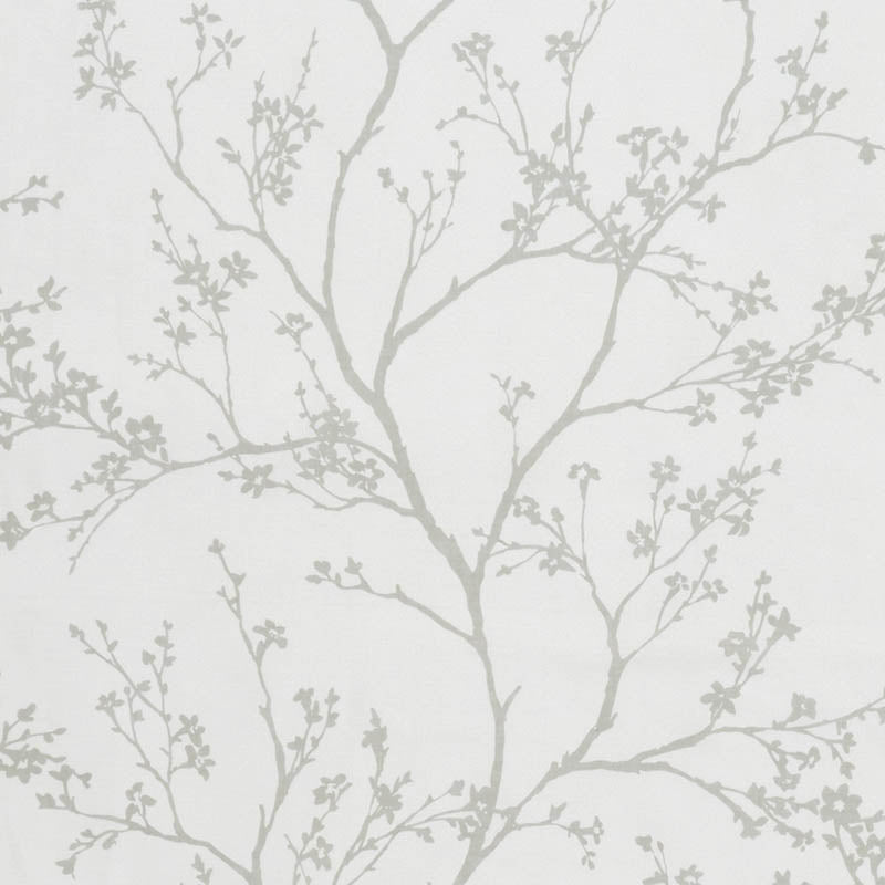 Soft gray tree-branch wallpaper with delicate twigs and small buds on white background.