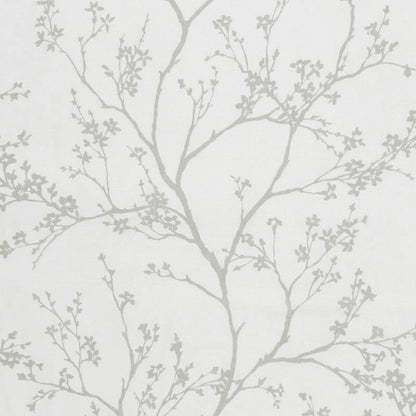 Soft gray tree-branch wallpaper with delicate twigs and small buds on white background.