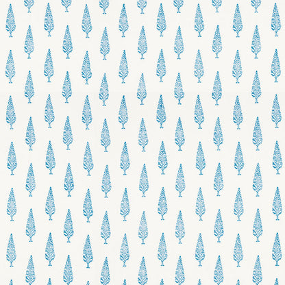 Blue feather-like leaf pattern on white; repeating botanical motif for fabric, wallpaper or home decor.