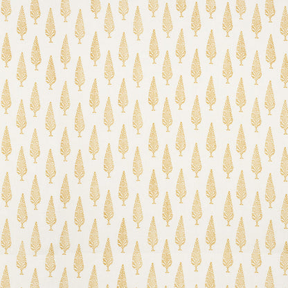 Repeating gold leaf/tree motif on white background; elegant botanical wallpaper/fabric pattern.
