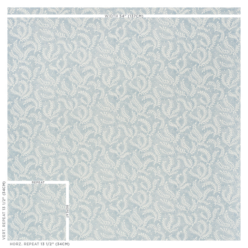 SCHUMACHER  REVISIT OF POPULAR PATTERNS ETCHED FERN   Blue   - 178531