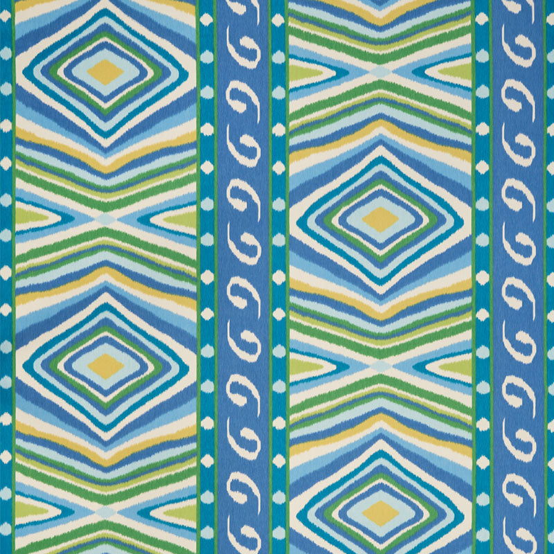 SCHUMACHER FABRIC  JOHNSON HARTIG TERENCE IKAT   PEACOCK   - 178582