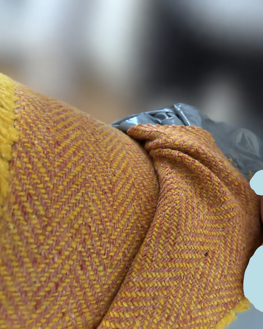 Outlet Finn Pierre Frey Irish Donegal Tweed / Jacquard / Herringbone Weave Spice ? Pink and Turmeric Yellow   - 805520