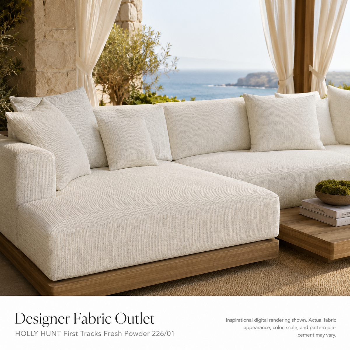 Outlet First Tracks Holly Hunt / Great Plains Outdoor / Performance Upholstery Fresh Powder   - tpf-623-3d
