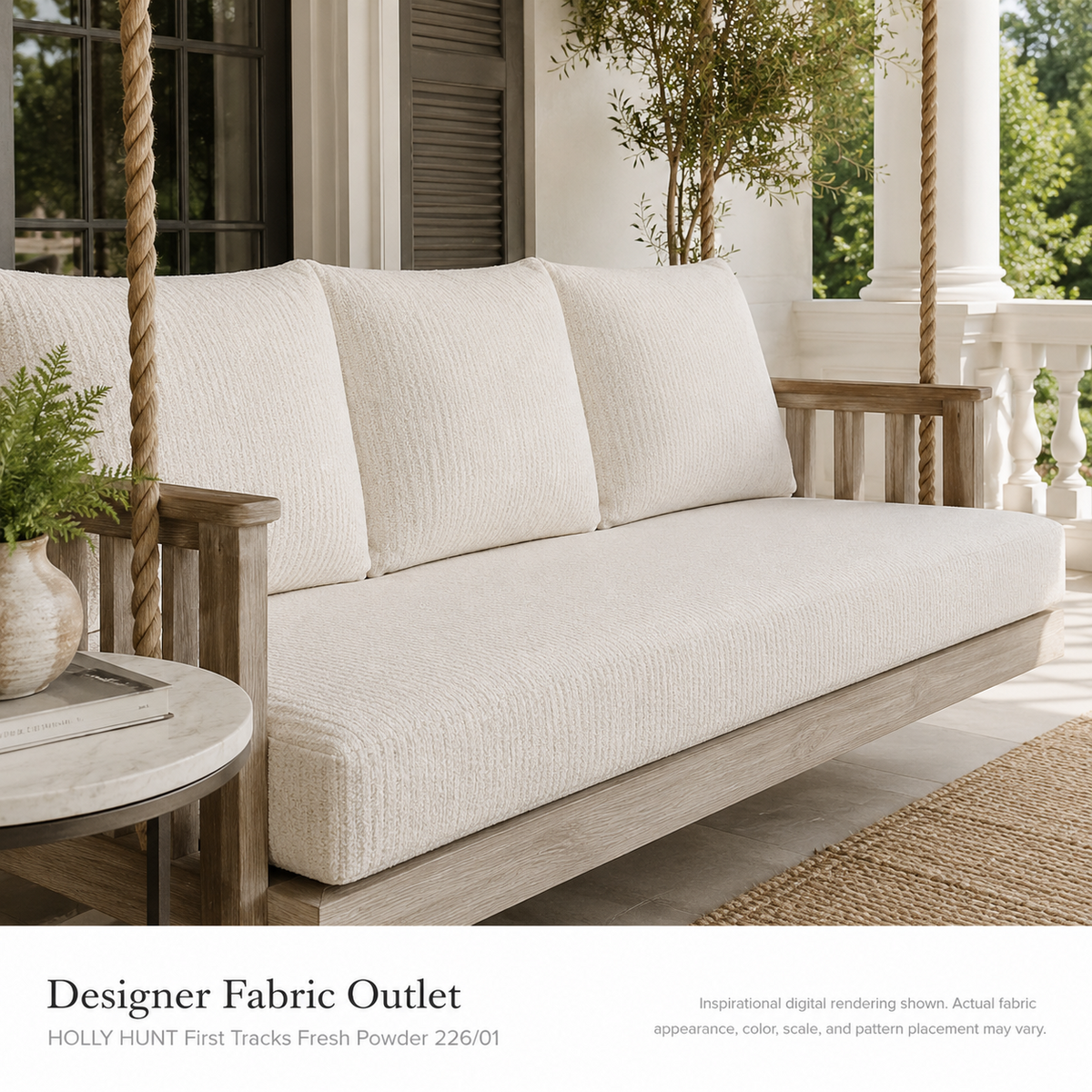 Outlet First Tracks Holly Hunt / Great Plains Outdoor / Performance Upholstery Fresh Powder   - tpf-623-3d