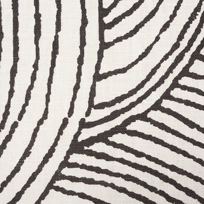 Cream fabric with bold black wavy stripe pattern, zebra-inspired textile design for upholstery or decor.