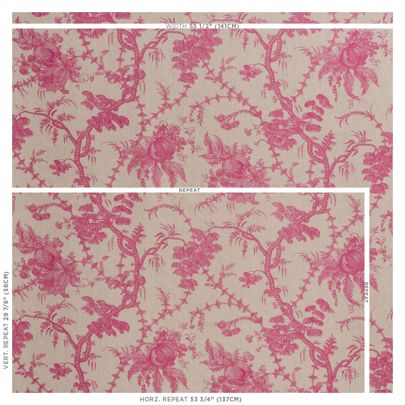 SCHUMACHER FABRIC  SCHUMACHER FABRIC CLASSICS SAN CRISTOBAL TOILE   MAGENTA   - 178730