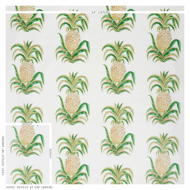 SCHUMACHER  ISOLA INDOOR/OUTDOOR PINEAPPLES CHINTZ PRINTS PRINTS IVORY   - 178800
