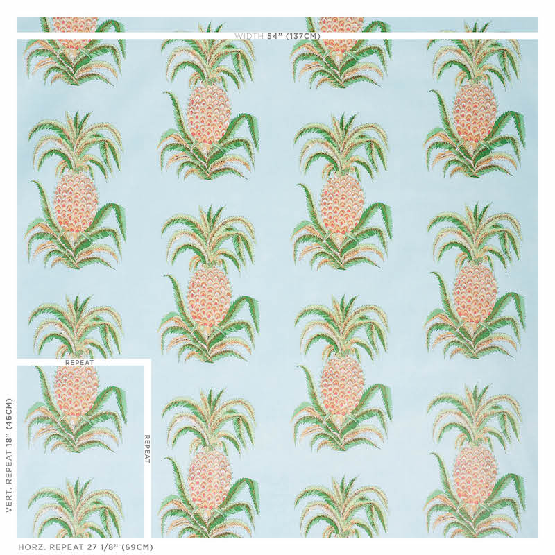 SCHUMACHER  ISOLA INDOOR/OUTDOOR PINEAPPLES CHINTZ PRINTS PRINTS SKY   - 178801