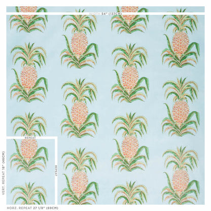 SCHUMACHER  ISOLA INDOOR/OUTDOOR PINEAPPLES CHINTZ PRINTS PRINTS SKY   - 178801