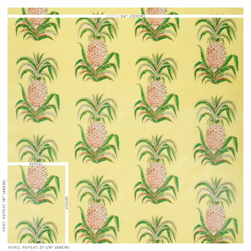 SCHUMACHER  ISOLA INDOOR/OUTDOOR PINEAPPLES CHINTZ PRINTS PRINTS YELLOW   - 178803