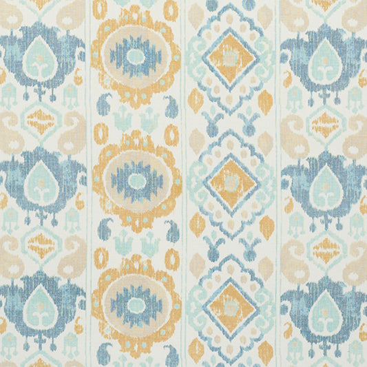SCHUMACHER  NEW TRADITIONAL ELIZIA IKAT PRINTS PRINTS SKY , OCHRE   - 179050