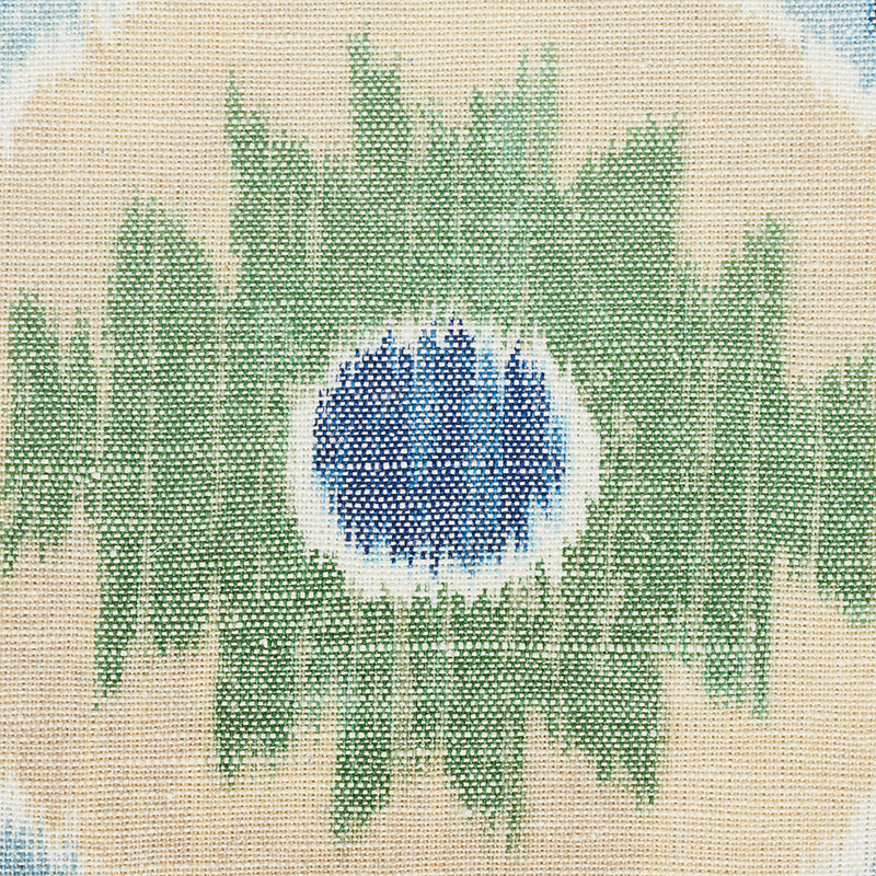 SCHUMACHER  NEW TRADITIONAL ELIZIA IKAT PRINTS PRINTS GREEN , BLUE   - 179051