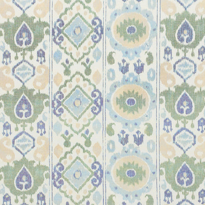 SCHUMACHER  NEW TRADITIONAL ELIZIA IKAT PRINTS PRINTS GREEN , BLUE   - 179051