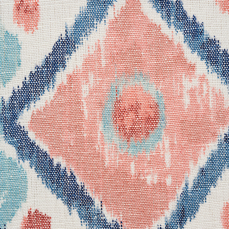SCHUMACHER FABRIC  NEW TRADITIONAL ELIZIA IKAT   ROSE & INDIGO   - 179052