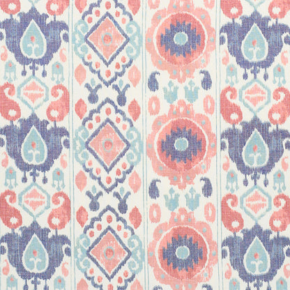 SCHUMACHER FABRIC  NEW TRADITIONAL ELIZIA IKAT   ROSE & INDIGO   - 179052
