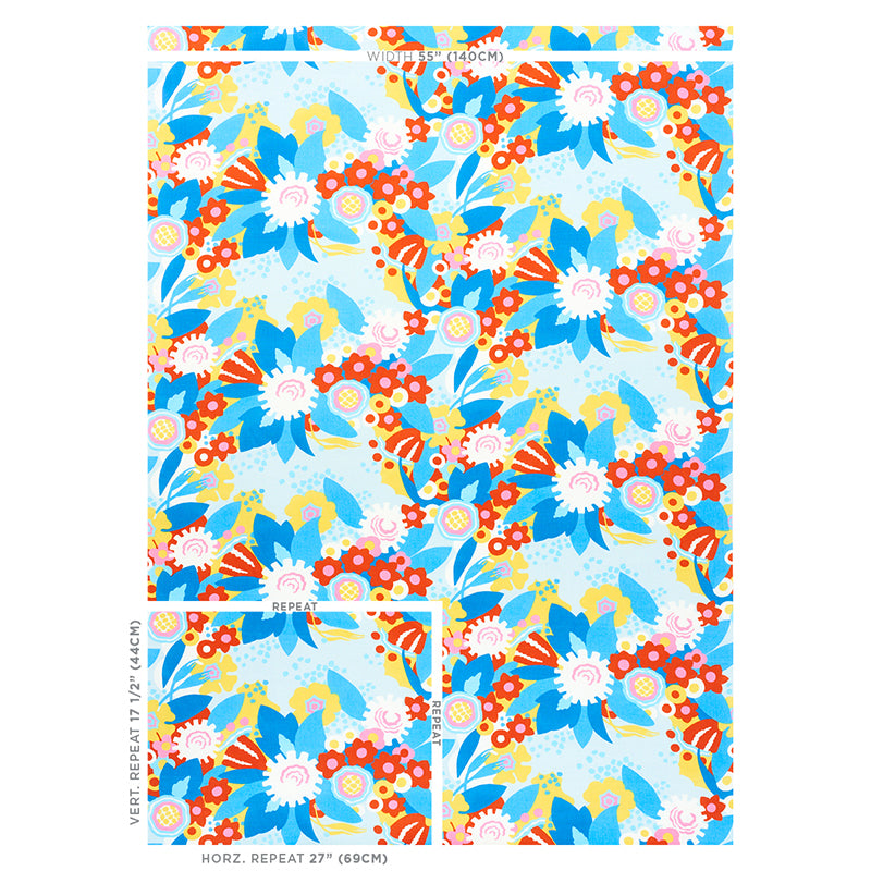 SCHUMACHER  FLOWER POWER ANITA PRINTS PRINTS SKY , RED   - 179071