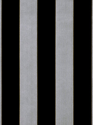 Vertical grey and black striped pattern with metallic-looking grey bands; bold modern textile design.
