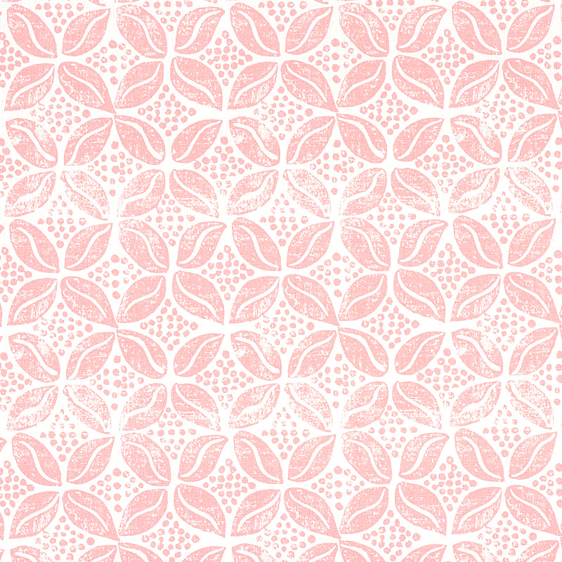 Seamless pink floral pattern: pale pink background with repeating rose-pink leaf motifs.