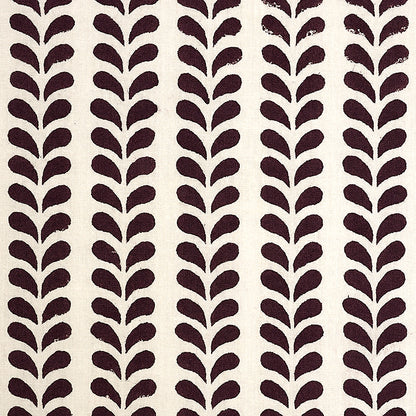 Cream background with aubergine bindi dot motifs in a repeating hand-block print pattern, suitable for curtains or cushions.