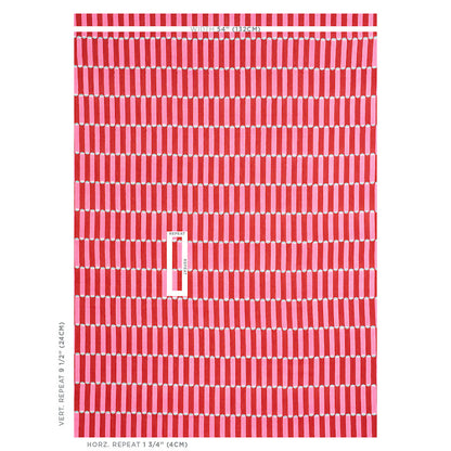 SCHUMACHER FABRIC  MOLLY MAHON LUNA HAND BLOCK PRINT   PINK & RED   - 179280