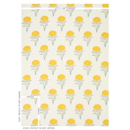 SCHUMACHER FABRIC  MOLLY MAHON MARIGOLD HAND BLOCK PRINT   YELLOW   - 179320