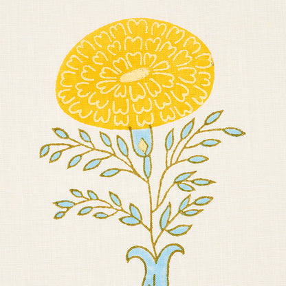 SCHUMACHER FABRIC  MOLLY MAHON MARIGOLD HAND BLOCK PRINT   YELLOW   - 179320