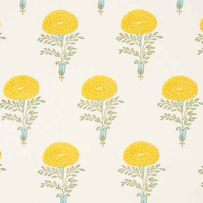 SCHUMACHER FABRIC  MOLLY MAHON MARIGOLD HAND BLOCK PRINT   YELLOW   - 179320
