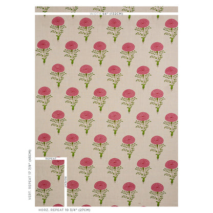 SCHUMACHER FABRIC  MOLLY MAHON MARIGOLD HAND BLOCK PRINT   PINK   - 179321