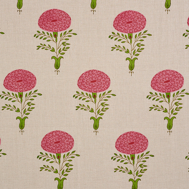 SCHUMACHER FABRIC  MOLLY MAHON MARIGOLD HAND BLOCK PRINT   PINK   - 179321