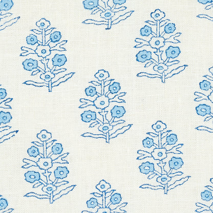 SCHUMACHER FABRIC  JACARANDA ADITI HAND BLOCKED PRINT   BLUE   - 179360