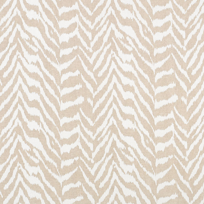 Beige and white zebra stripe pattern with irregular, painterly stripes; versatile for textiles or wallpaper decor.