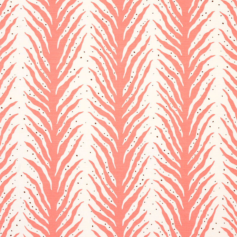 SCHUMACHER FABRIC  HAPPY TOGETHER CREEPING FERN PRINT   CORAL   - 179482