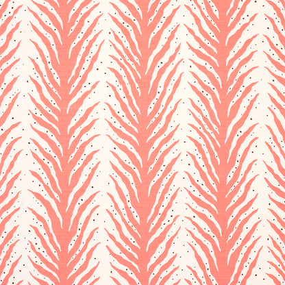 SCHUMACHER FABRIC  HAPPY TOGETHER CREEPING FERN PRINT   CORAL   - 179482