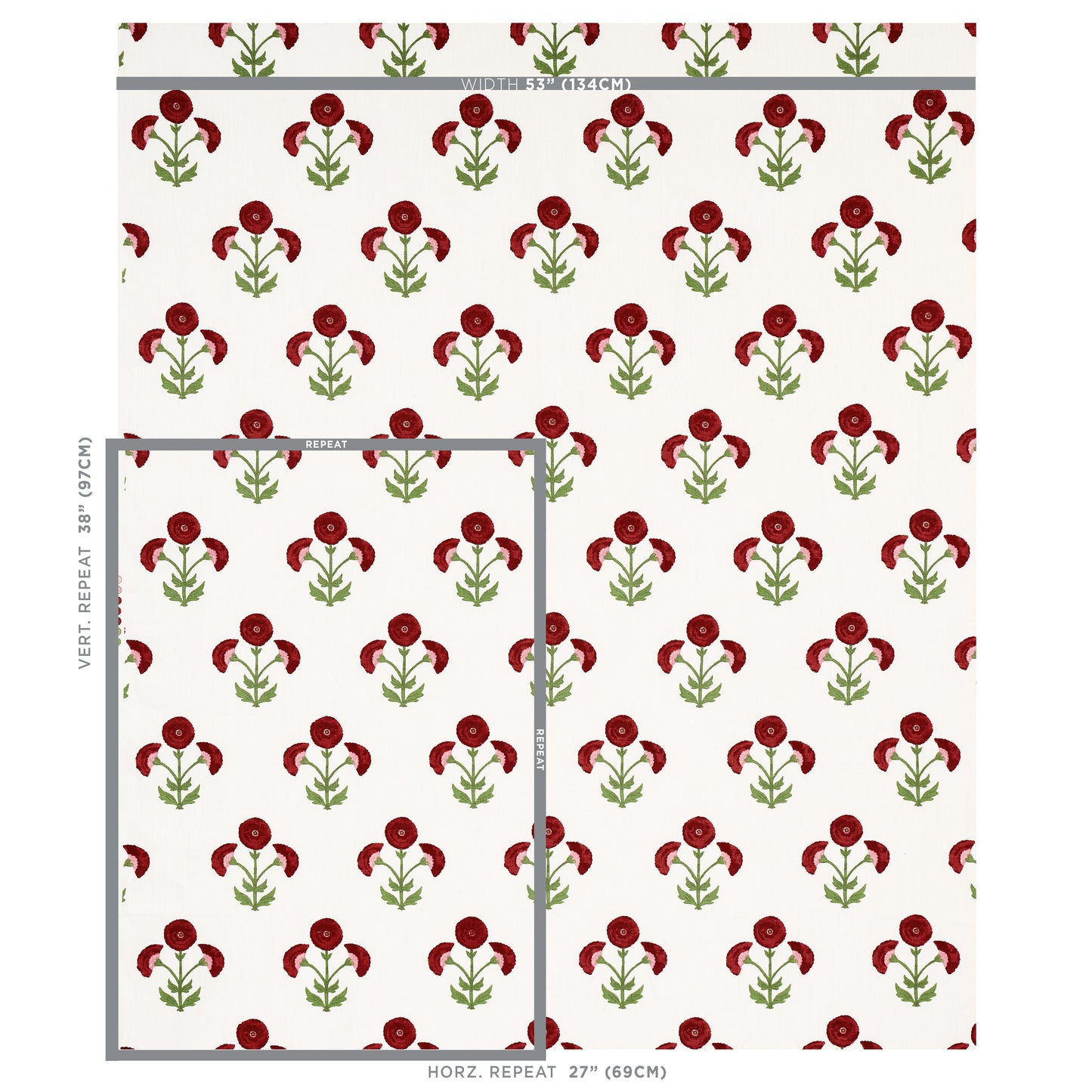 SCHUMACHER  PERENNIAL FAVORITES Saranda Flower Embroidery EMBROIDERIES EMBROIDERIES CARDINAL   - 179670