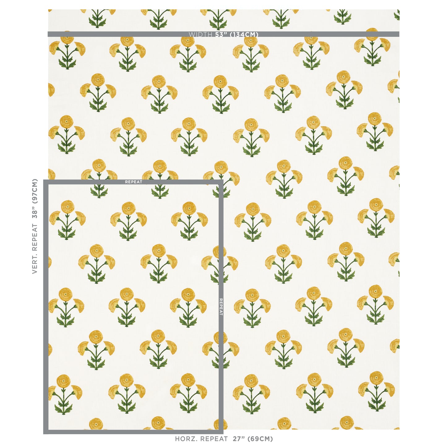 SCHUMACHER  PERENNIAL FAVORITES Saranda Flower Embroidery EMBROIDERIES EMBROIDERIES MARIGOLD   - 179671