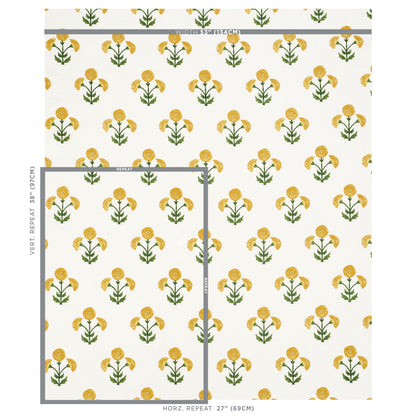 SCHUMACHER  PERENNIAL FAVORITES Saranda Flower Embroidery EMBROIDERIES EMBROIDERIES MARIGOLD   - 179671