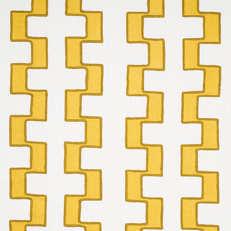 SCHUMACHER  WORLD VIEW DIXON EMBROIDERED PRINT LINEN EMBROIDERIES EMBROIDERIES YELLOW   - 179681