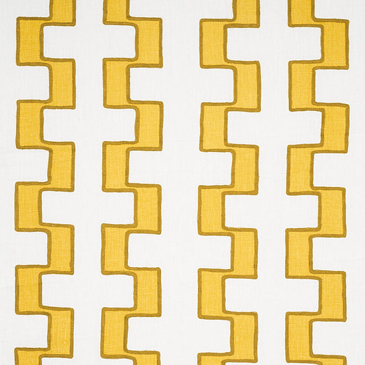 SCHUMACHER  WORLD VIEW DIXON EMBROIDERED PRINT LINEN EMBROIDERIES EMBROIDERIES YELLOW   - 179681