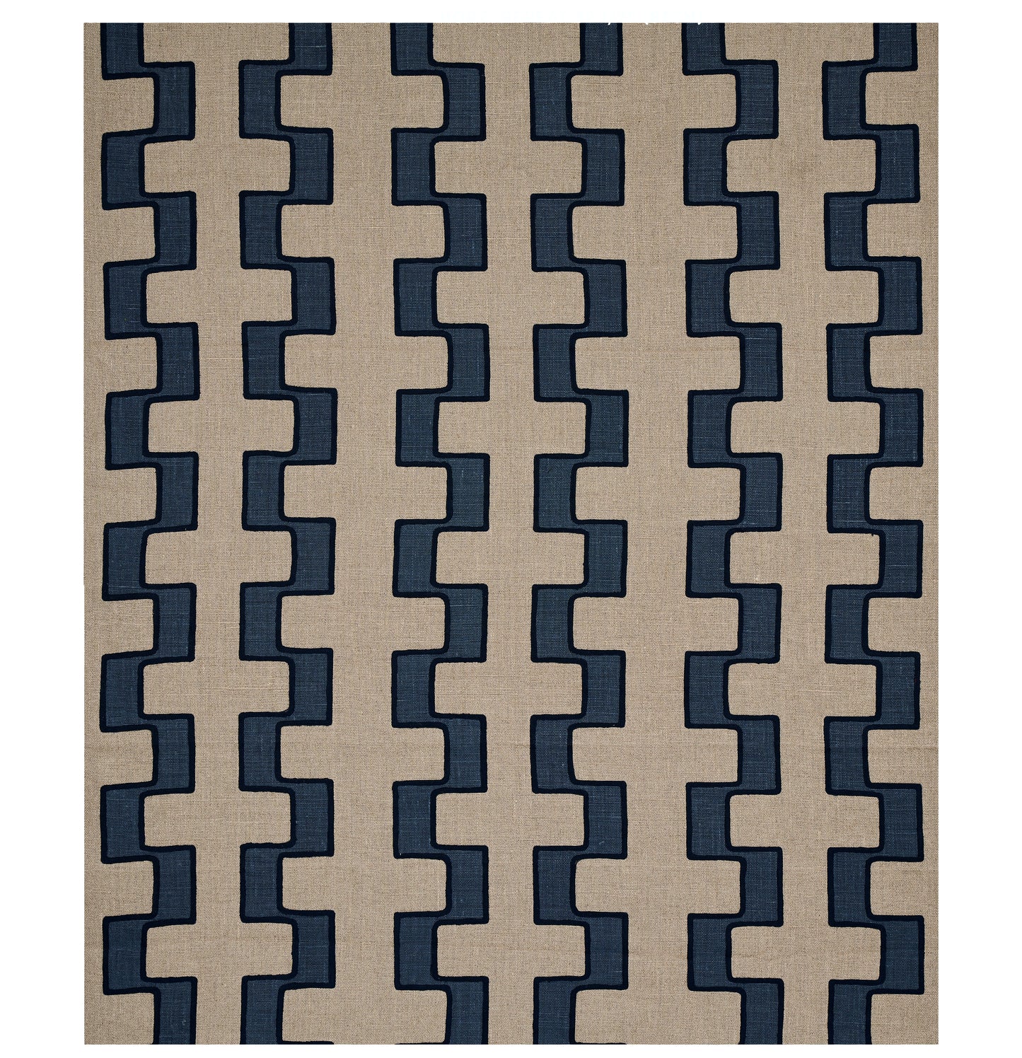 SCHUMACHER  WORLD VIEW DIXON EMBROIDERED PRINT LINEN EMBROIDERIES EMBROIDERIES BLUE   - 179682