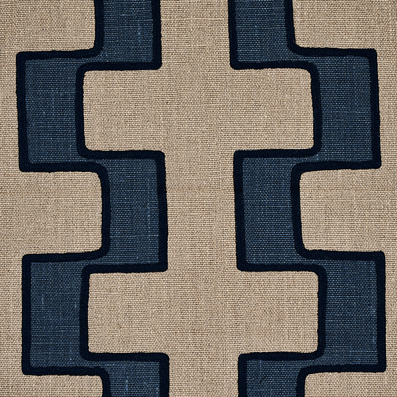 SCHUMACHER  WORLD VIEW DIXON EMBROIDERED PRINT LINEN EMBROIDERIES EMBROIDERIES BLUE   - 179682