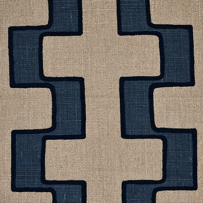 SCHUMACHER  WORLD VIEW DIXON EMBROIDERED PRINT LINEN EMBROIDERIES EMBROIDERIES BLUE   - 179682